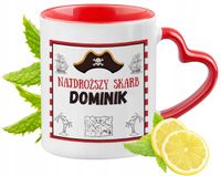 Kubek Czerwony Z Uszkiem W Kształcie Serca Dla Dominika Na Prezent