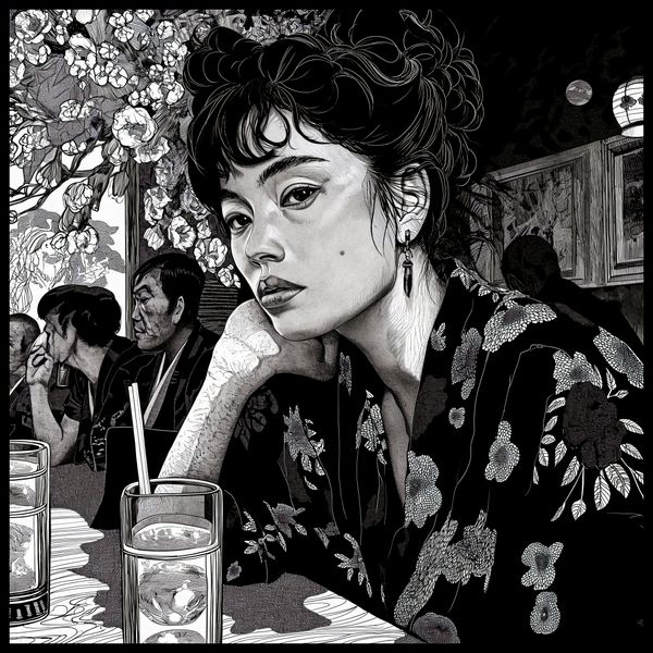 Plakat 100x100cm Czarne Kimono zdjęcie 2
