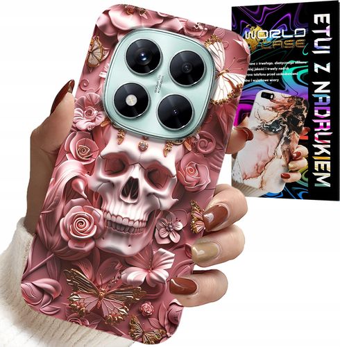 ETUI DO XIAOMI NOTE 14 PRO+ 5G - KOBIECE, MODNE WZORY, CZASZKA W RÓŻE na Arena.pl