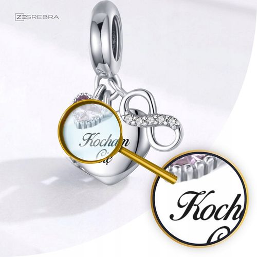 CHARMS SERCE srebro 925 NIESKOŃCZONOŚĆ GRAWER charms nieskończoność pr S925 na Arena.pl