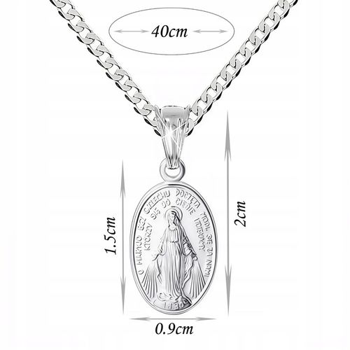 Medalik z Matką Boską Cudowny i łańcuszek 40cm na święcenie Komunię Chrzest na Arena.pl