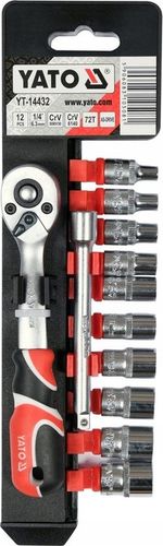 YATO ZESTAW KOMPLET NASADEK Z AKCESORIAMI 1/4",12 CZĘŚCI 72T YT-14432 na Arena.pl