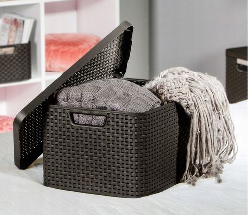 Koszyk z pokrywą brąz 30L CURVER STYLE L PUDEŁKO na Arena.pl