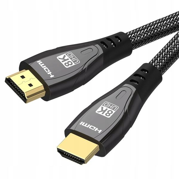 KABEL HDMI 2.1 48Gbps 8K 60Hz 4K 120Hz UHD HDR PRZEWÓD Z OPLOTEM DO PS5 5m zdjęcie 5