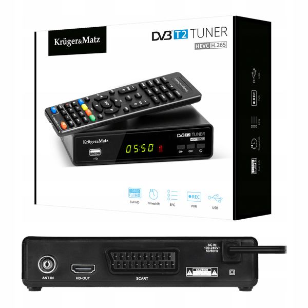 Tuner Dvb-T2 Krugermatz H.265 Hevc Dekoder Km0550 zdjęcie 10
