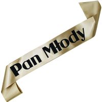 Pan Młody - starozłota szarfa z czarnym nadrukiem