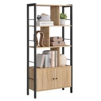 Regał 74x30x154 cm dąb sonoma czarna rama 5 półek do salonu biura