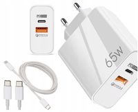 SZYBKA ŁADOWARKA 65W GaN USB-C USB-A FAST CHARGER PD QC + KABEL TYP C