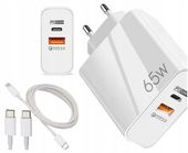 SZYBKA ŁADOWARKA 65W GaN USB-C USB-A FAST CHARGER PD QC + KABEL TYP C