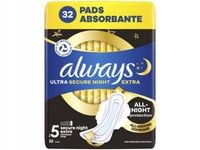 Podpaski ALWAYS Ultra Secure Night Extra Rozmiar 5 (32 sztuki)