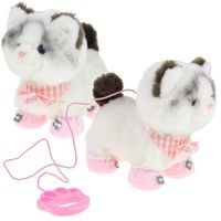 Interaktywny Kotek Chodzący na Smyczy Pluszowy Kot Chodzi Miauczy