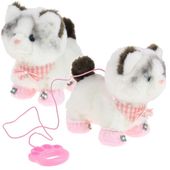 Interaktywny Kotek Chodzący na Smyczy Pluszowy Kot Chodzi Miauczy