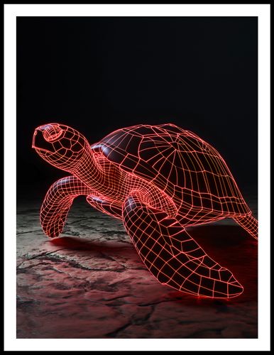 Plakat 60x80cm Neonowy Żółw na Arena.pl
