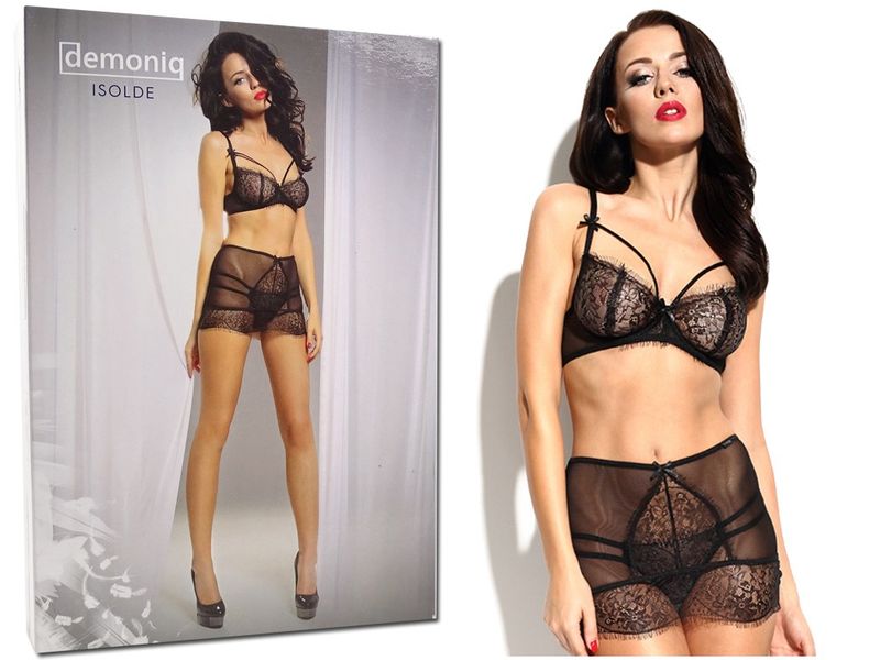 Czarny koronkowy pas do pończoch z biustonoszem XL zdjęcie 4