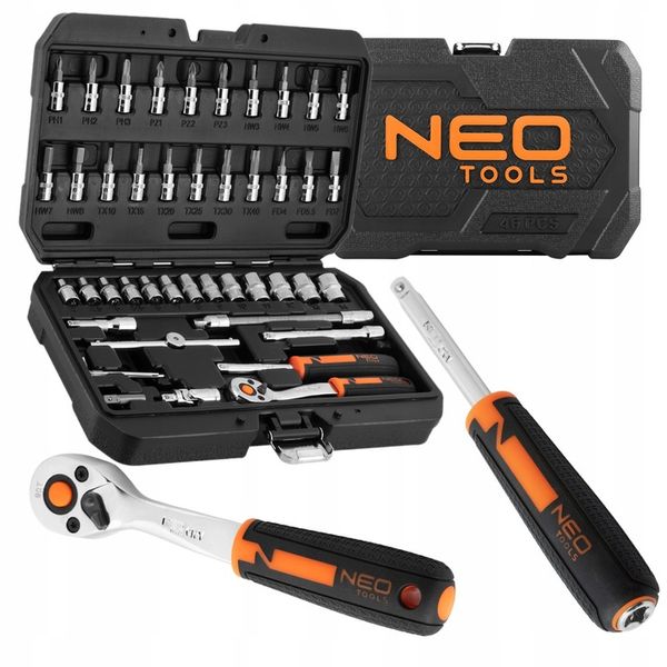 NEO 10-004 ZESTAW KOMPLET KLUCZE NASADOWE 1/4'' 46el CRV NASADKI TORX BITY zdjęcie 6