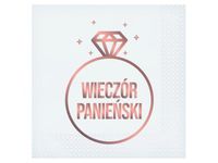 Serwetki, Wieczór Panieński, białe, 33 cm x 33 cm, 20 szt.