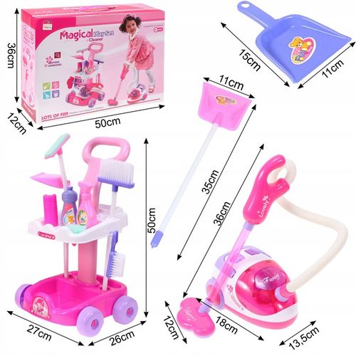 ZESTAW DO SPRZĄTANIA NA WÓZKU Z ODKURZACZEM DŹWIĘK SZCZOTKA MOP DLA DZIECI na Arena.pl