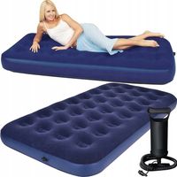 MOCNY MATERAC DMUCHANY DO SPANIA SKŁADANY TURYSTYCZNY WELUR 191x73 Z POMPKĄ