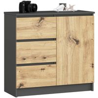 Mała komoda z szufladami, NOVO, 80x35x77, grafit, dąb artisan | TYLETEGOTU