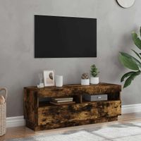 Szafka pod TV z oświetleniem LED, przydymiony dąb, 100x35x40 cm
