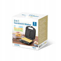 Opiekacz Grill Toster Gofrownica 3w1 Aigostar Wafer Czarny 800 W
