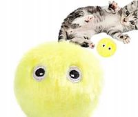 Interaktywna pluszowa piłka dla kota zabawka ŻÓŁTA 17 DŹWIĘK CHRABĄSZCZA