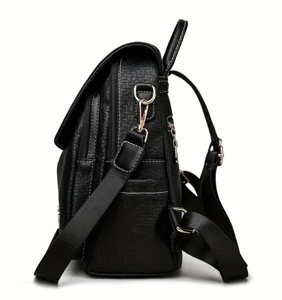 Plecak damski czarny skórzany elegancki miejski 2w1 torba na ramię zdjęcie 3