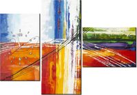 100CM 70CM ZEGAR 3 ELEM TĘCZOWA ABSTRAKCJA ŚCIENNY OBRAZ