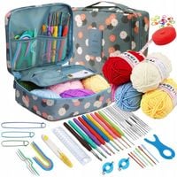 XXL ZESTAW DO SZYDEŁKOWANIA WŁÓCZKA SZYDEŁKA 0,6-6mm 58 EL AKCESORIA + ETUI