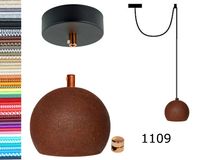 Lampa wisząca kula czarna rdza + gu10 loftowa 2m hamulec miedź