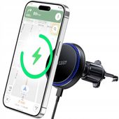 CARBONOWY UCHWYT SAMOCHODOWY ŁADOWARKA INDUKCYJNA Qi DO MAGSAFE 15W LED