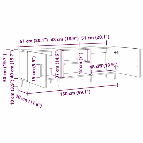 Szafka pod telewizor Stare drewno 150 x 30 x 50 cm na Arena.pl