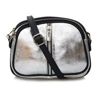 VERA PELLE torebka damska skórzana listonoszka 3 komorowa V463 srebrna