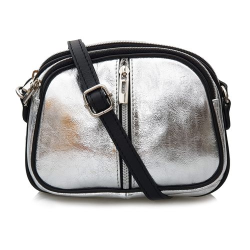 VERA PELLE torebka damska skórzana listonoszka 3 komorowa V463 srebrna na Arena.pl