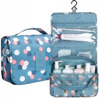Organizer Wiszący Kosmetyczka rozkładana E41_Niebieski_Kwiaty