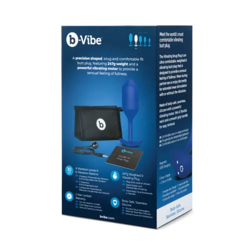 b-vibe vibrating snug plug 4 navy - wibrująca anatomiczna wtyczka 15 cm na Arena.pl