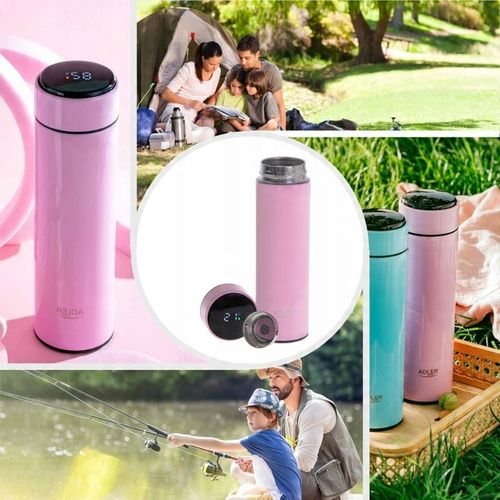 RÓŻOWY TERMOS KUBEK TERMICZNY NA KAWĘ HERBATĘ SMART LED DUŻY 500ml na Arena.pl