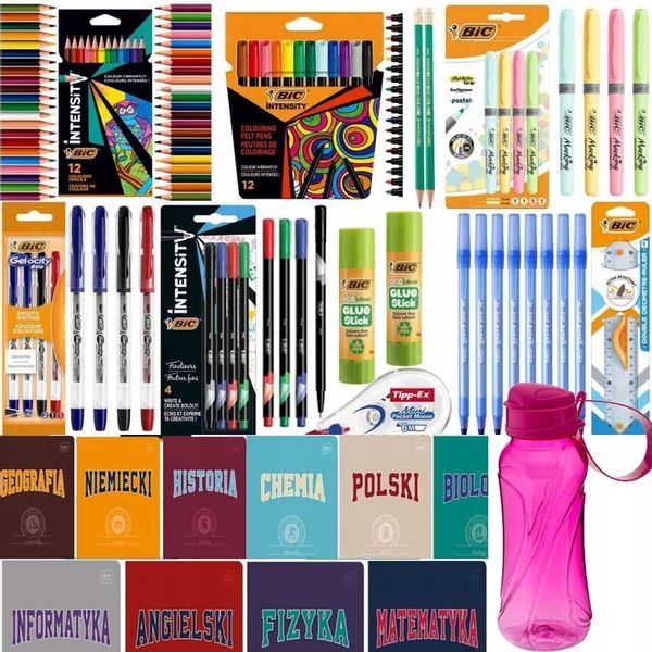 BIC WYPRAWKA SZKOLNA ZESZYTY TEMATYCZNE ZESTAW DO SZKOŁY klasa 4-8 Bidon zdjęcie 1