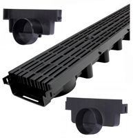 Odpływ liniowy do Garażu 5m Krata Line Czarna PP 63x131mm 1,5 Tony Komplet