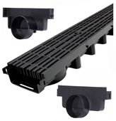Odpływ liniowy do Garażu 5m Krata Line Czarna PP 63x131mm 1,5 Tony Komplet