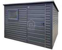 Schowek domek ogrodowy 2,8×2 drzwi okno antracyt dach spad w tył PLG246