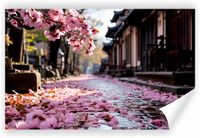 Fototapeta PREMIUM STRUKTURA ZMYWALANA NA WYMIAR KWITNĄCA WIŚNIA W JAPONII