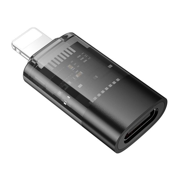 Adapter OTG Lightning do USB C Hoco UA36A transparentny czarny zdjęcie 1