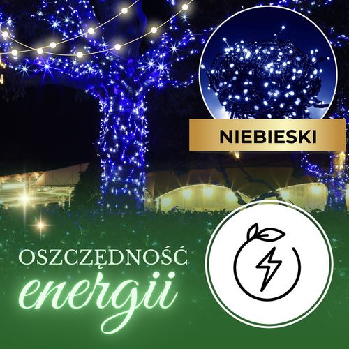 Lampki choinkowe 300 Led niebieski 25,5 m oświetlenie świąteczne IP44 na Arena.pl