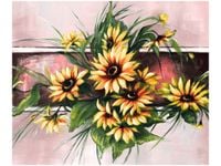 60X50CM SŁONECZNIKI KORALU OBRAZ ŚCIAN DREWNIANE