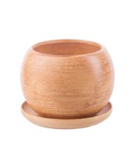 Doniczka Ceramiczna KULA 2 z podstawką jasnybrąz eco