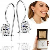 SREBRNE KOLCZYKI WISZĄCE ELEGANCKIE KLASYCZNE Z CYRKONIĄ OCZKIEM BIGLE 925