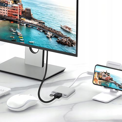 PRZEJŚCIÓWKA ADAPTER 3W1 USB-C 4K HDMI HUB USB 3.0 KONWERTER 100W 3A na Arena.pl