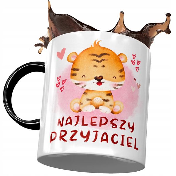 Kubek Czarny Z Tygryskiem Tygrysem Słodki Prezent Z Nadrukiem Ze Zdjęciem zdjęcie 1