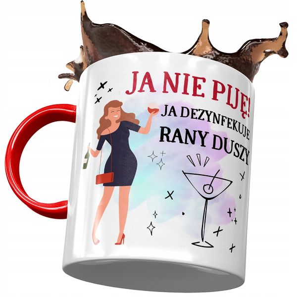 Kubek Czerwony Śmieszny Ja Nie Piję Prezent Z Nadrukiem Ze Zdjęciem zdjęcie 1